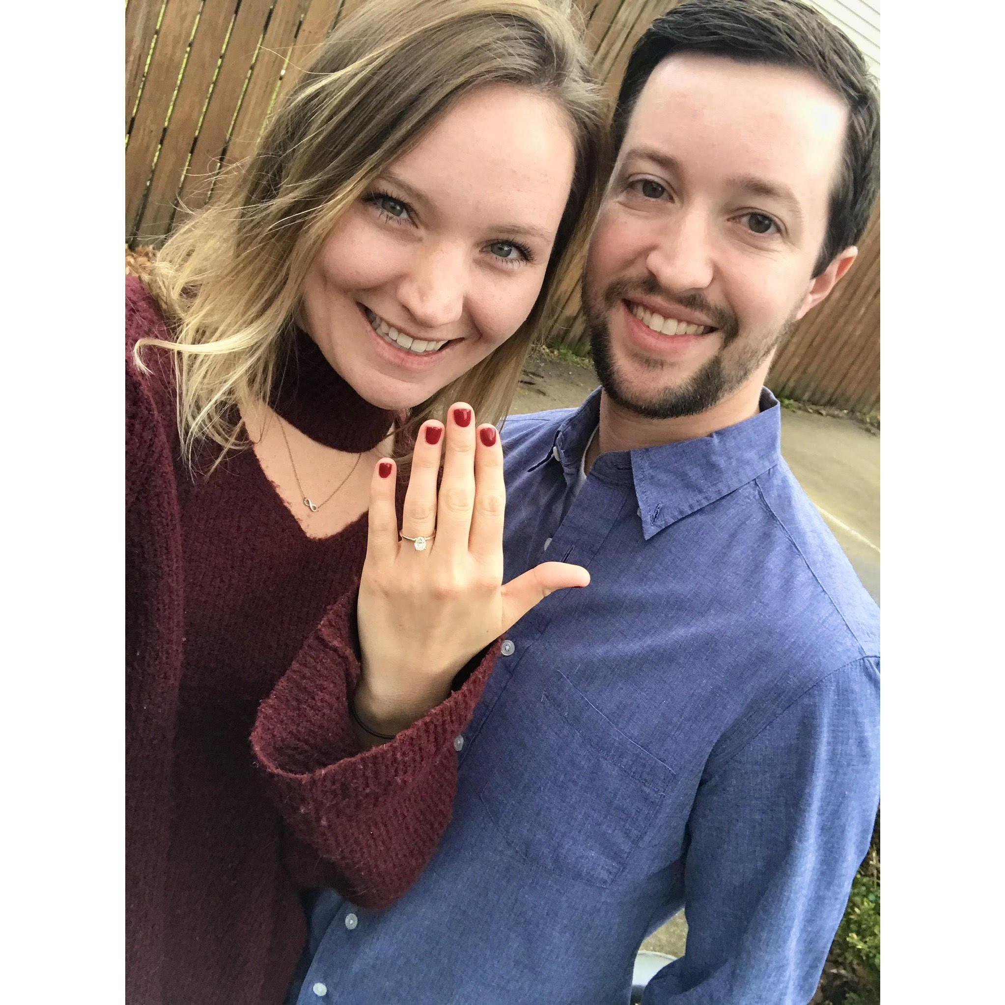 November 26, 2020 -Chris proposed to me in the comfort of our home right before we were leaving to go to my parents for Thanksgiving dinner. I knew Chris was acting a bit goofy that morning!