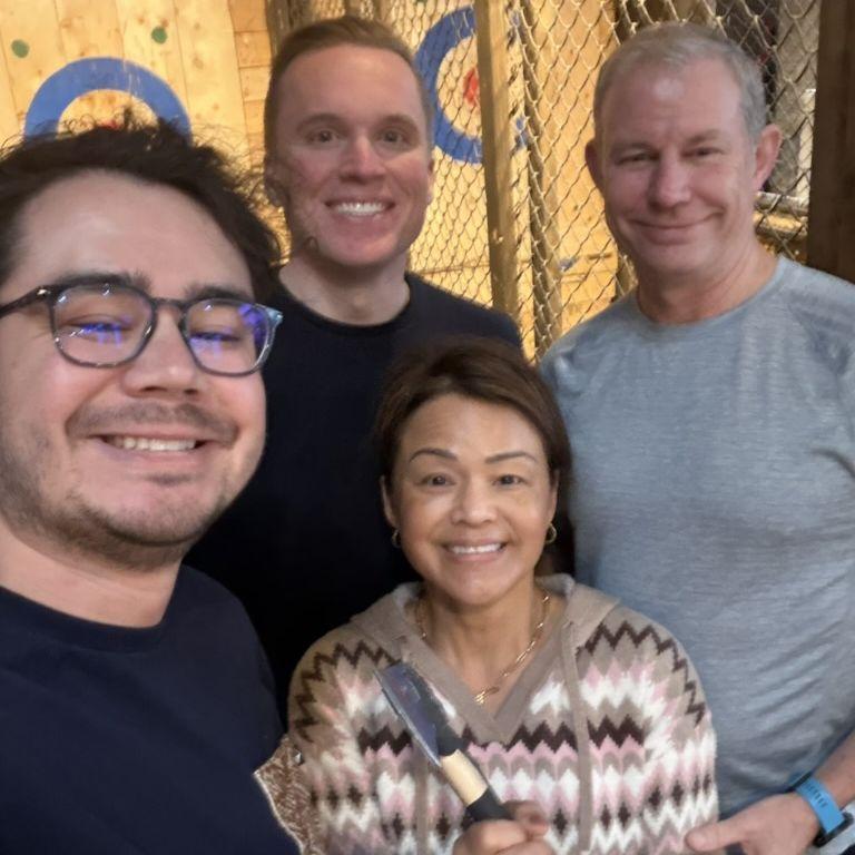 Axe throwing with Jesse's Parents