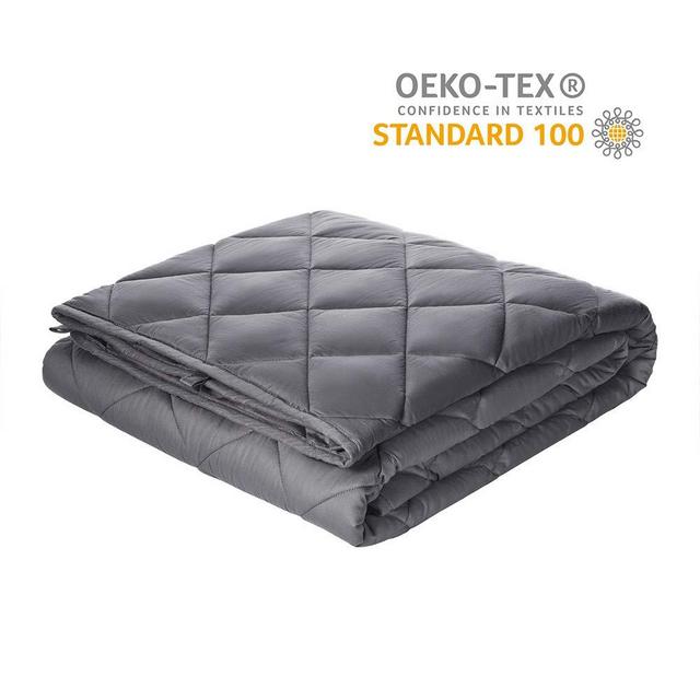 Viki Adult Weighted Blanket 15 lbs, 48''x72'', Dark Grey for Twin Size, Cooling Soft Heavy Blanket with Glass Beads