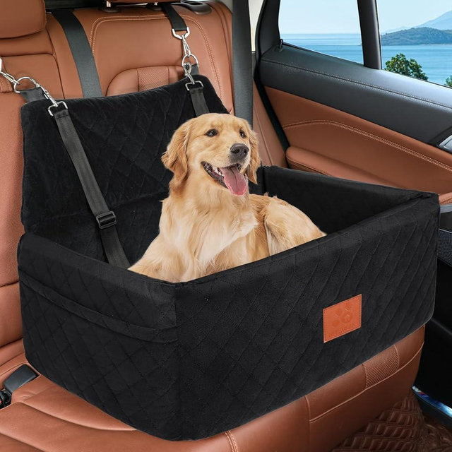 Dog Car Seat for Large Medium Dog,Washable Pet Car Seat for Dogs Under 55 lbs or 2 Small Dogs,Multi-Functional Dog Booster Seat with Thick Cushion,2 Safety Leashes Dog Sofa Cushion & Travel Dog Bed