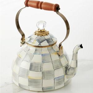 MacKenzie-Childs Sterling Check Tea Kettle, 3qt.