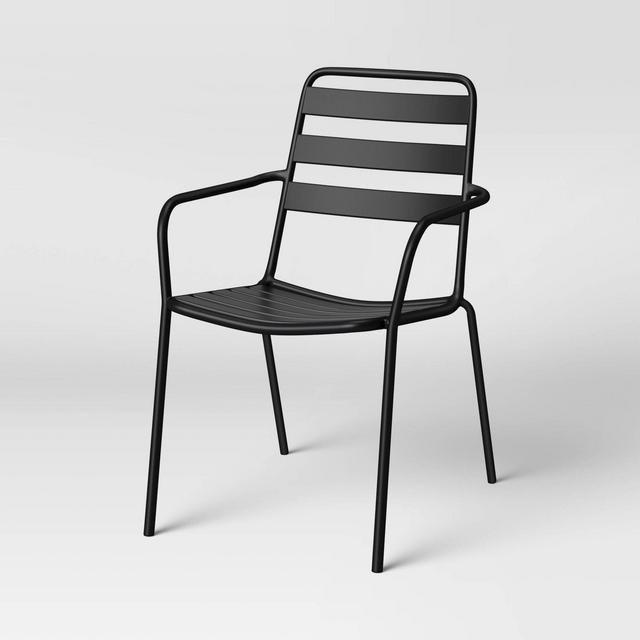Metal Slat Stacking Patio Chair - Black - Room Essentials™
