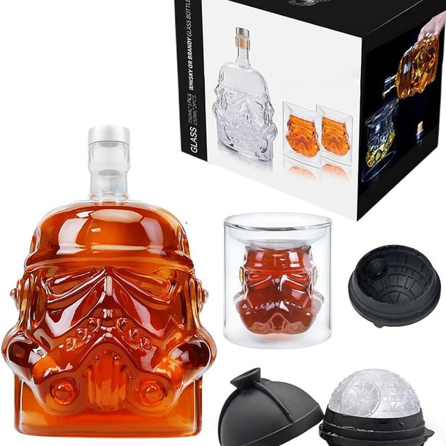 Star Unique Whiskey Decanter Set with Glasses and Ice Ball Molds - Cool fathers day Gifts for Men - Bourbon, Scotch, Wine, and Liquor Bottle - Christmas Gift for Him