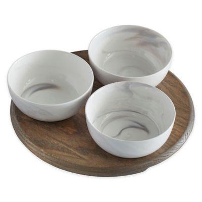 Artisanal Kitchen Supply® Wood 3-Piece Dip Server in Grey