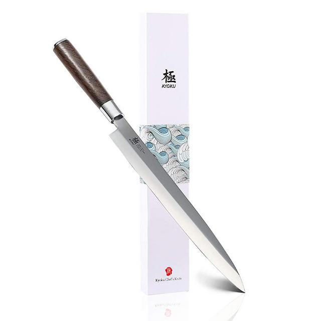 KYOKU Samurai Series - 10.5" Yanagiba Knife Japanese Sushi Sashimi Knives - Superior Japanese Steel - Wenge Wood Handle - with Case