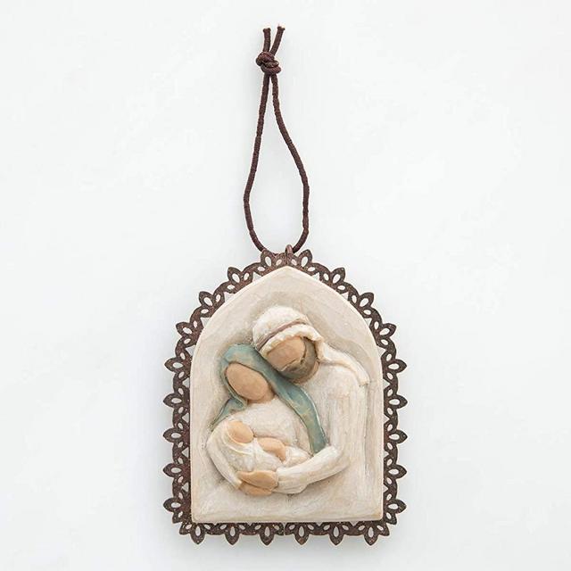 Willow Tree Holy Family Metal-Edged Ornament, Sculpted Hand-Painted bas Relief