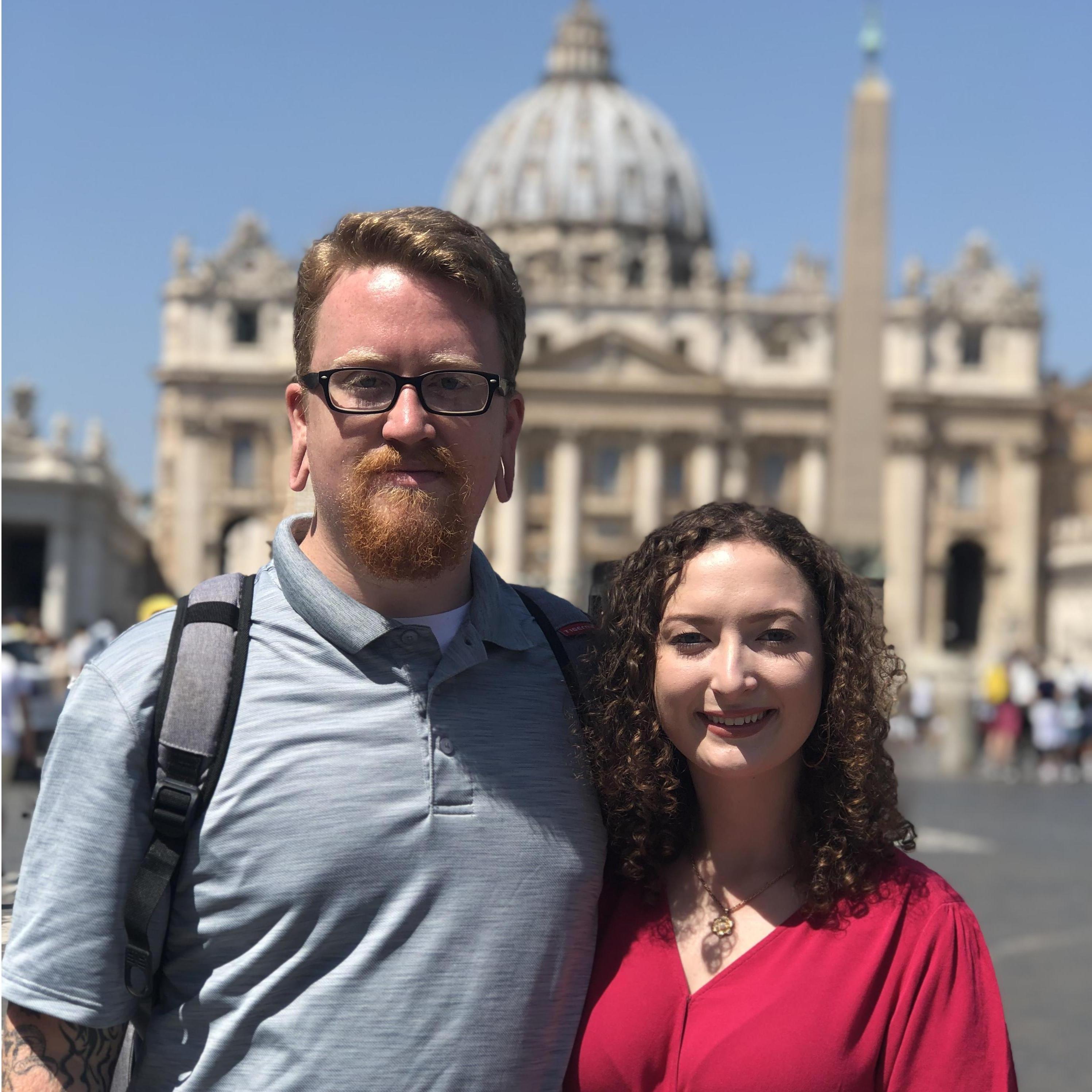 This was taken at Saint Peter's Square while waiting for their tour of the Basilica.