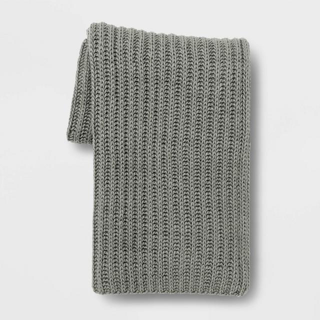 50"x60" Chunky Knit Throw Blanket Gray - Threshold™