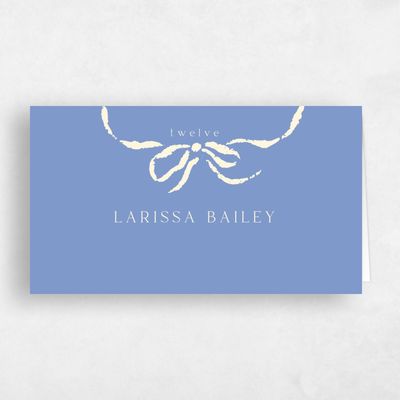 Dark Pastel Blue Wedding Place Card - Quinn