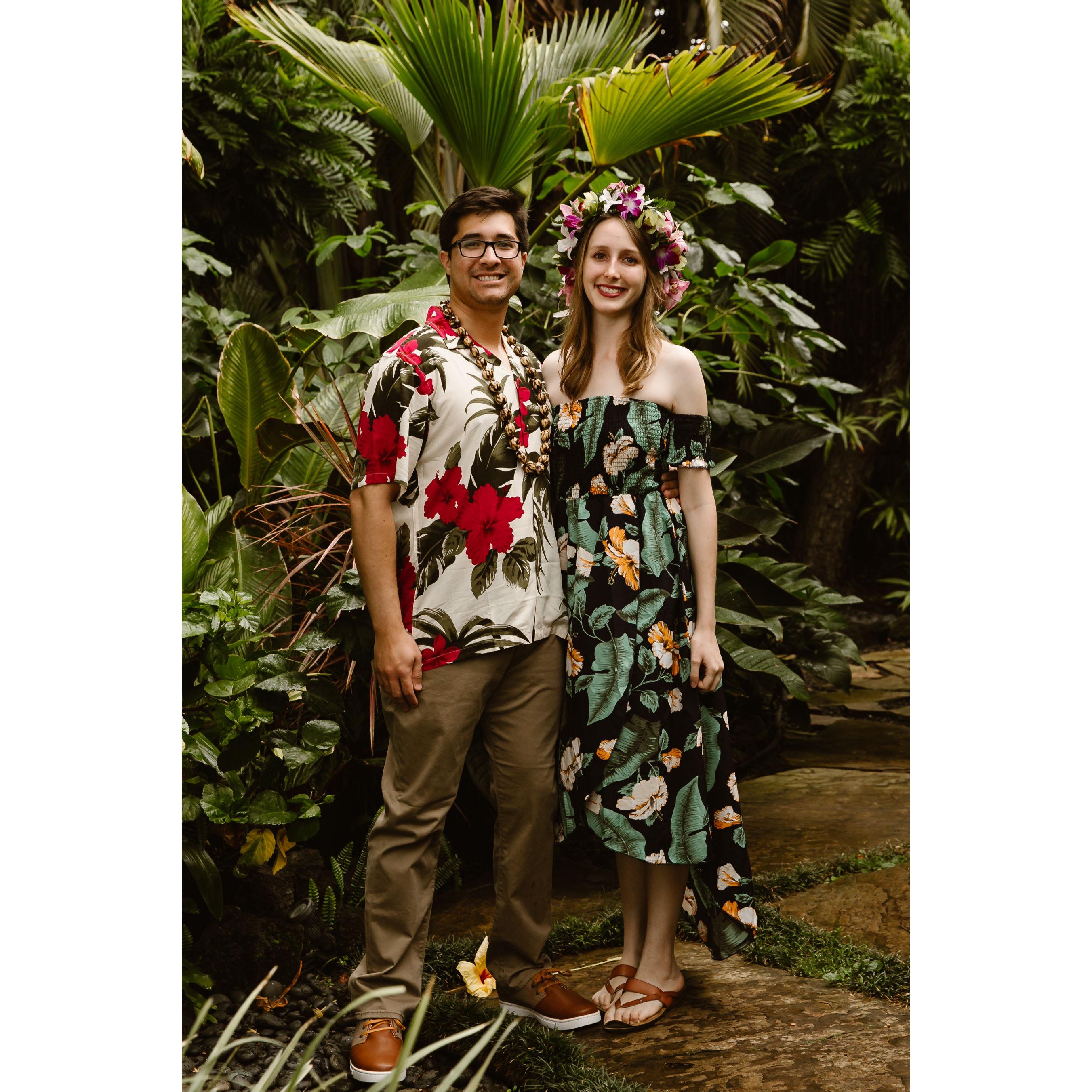 This was in the morning just a few hours before we got engaged in Hawaii! Brandon proposed on the beach and we enjoyed our time at a luau right afterwards with family.