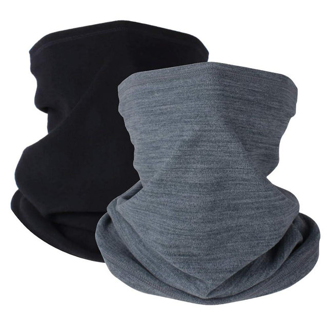 KGC 2 Pack Winter Neck Warmer Gaiter Fleece Windproof Face Mask Cover Cold Weather Scarf for Men & Women