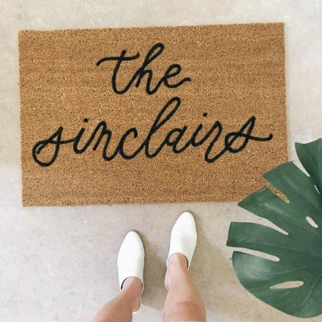 Family Name Calligraphy Mat / Handlettered Calligraphy Coir Doormat / Custom Doormat