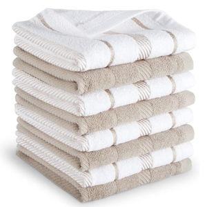 KitchenAid Albany Dishcloth 8 Pack Set, Milkshake/White, 12"x12"