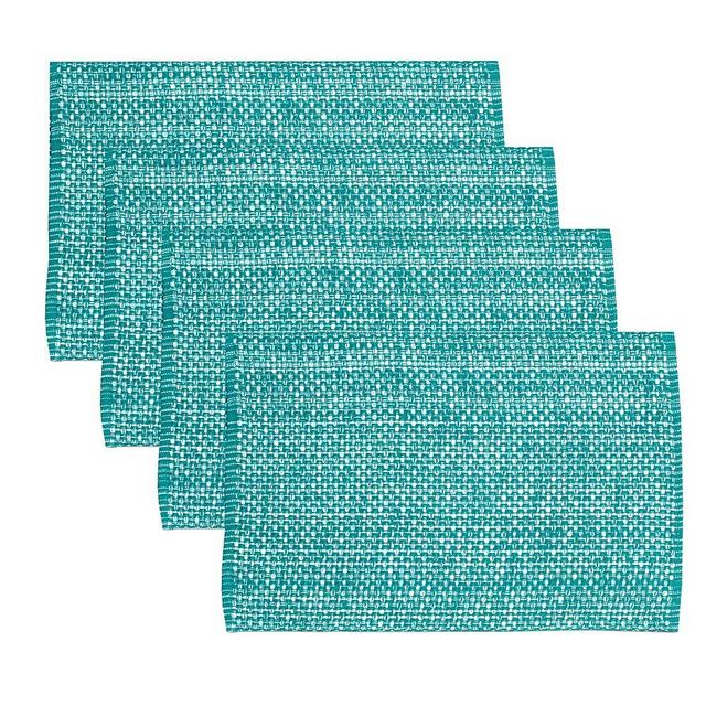 Sweet Home Collection 100% Cotton Placemats for Dining Room Rectangle Two Tone Woven Fabric 13" x 19" Soft Durable Table Mat Set, Set of 6, Turquoise