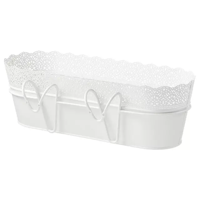 SKURAR Flower box with holder, indoor/outdoor, white20x7 ½ "
