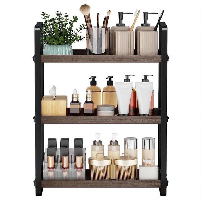 GOINTOP 3 Tier Bathroom Countertop Organizer, Counter Standing Rack Cosmetic Holder, Countertop Storage Shelf Cosmetic Organizer Holder,Kitchen Spice Rack Basket Storage Counter Shelf (3 Tier)