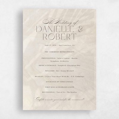 Classic Greige, Beige Wedding Program - Grandscape
