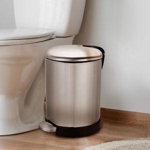 GLAD Small Round Stainless Steel Garbage Bin with Soft Close Lid & Step Foot Pedal