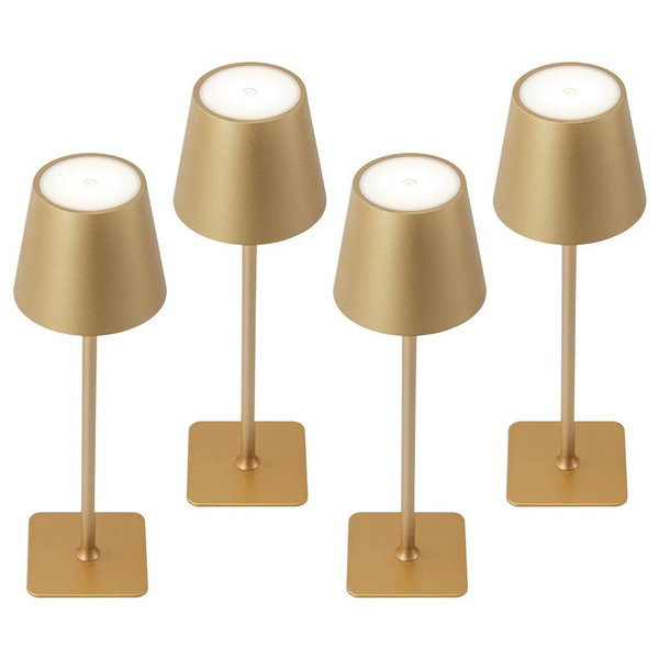 C Cattleya 4-Pack 14 in. Gold LED Cordless Table Lamp, 3CCT Dimmable Portable Desk Lamps HCA2615-4TG