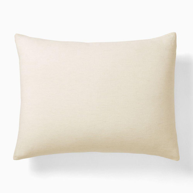 European Flax Linen Standard Sham, Sand Pinstripe