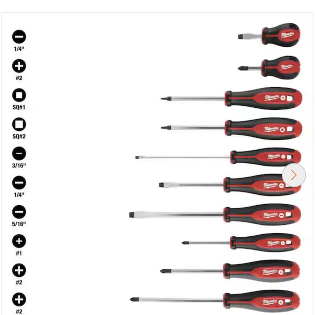 Milwaukee Combination Screwdriver Set (10-Piece) 48-22-2710