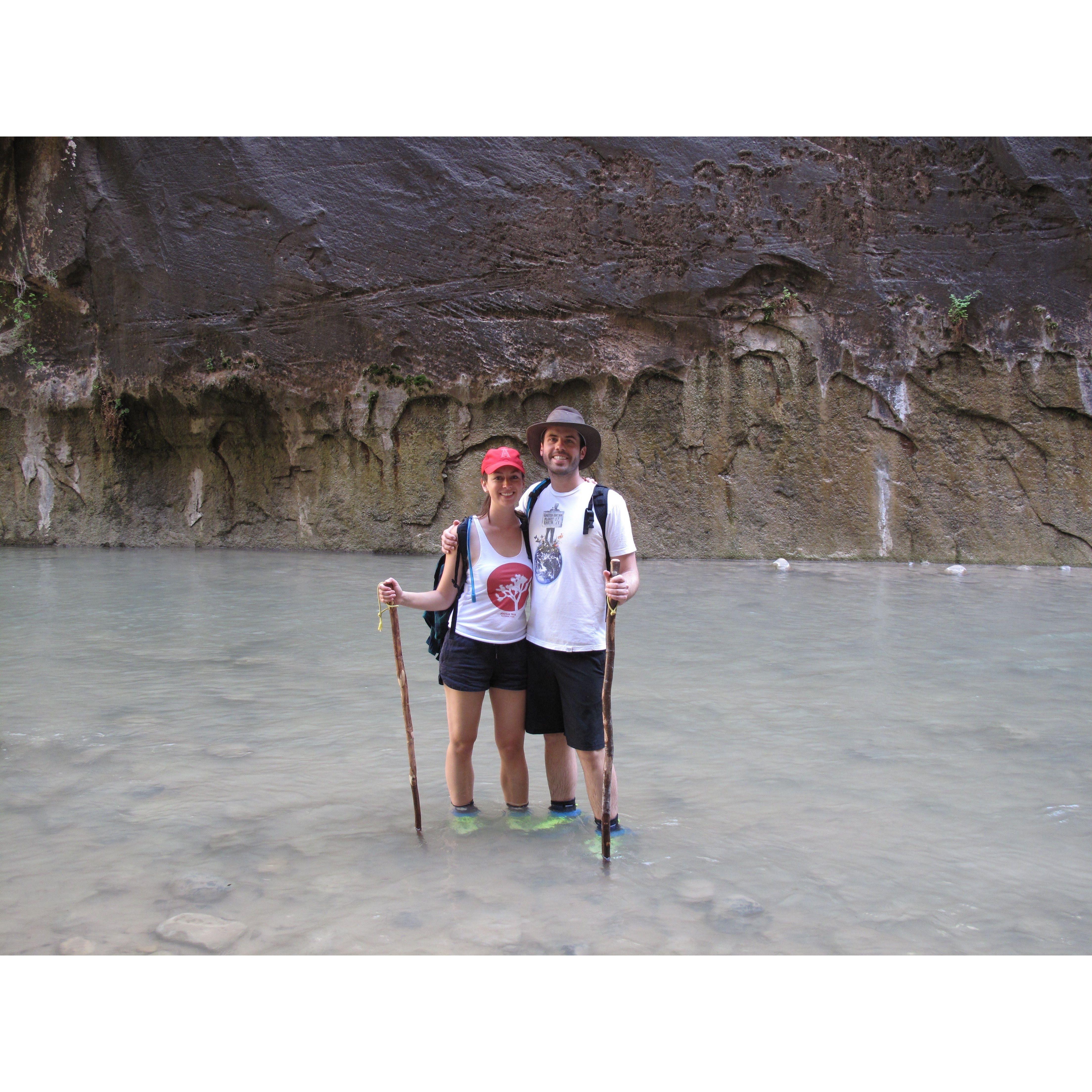 Hiking the narrows in Zion National Park