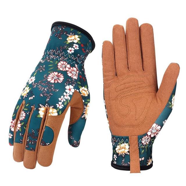 Bamllum Leather Gardening Gloves for Women - Working Gloves for Weeding, Digging, Planting, Raking and Pruning