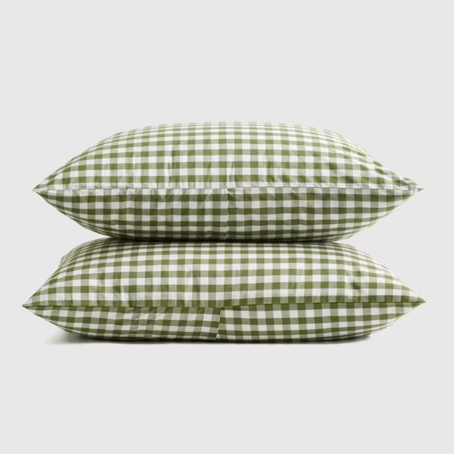 Classic Organic Percale Gingham Sham Set COLOR: OLIVE