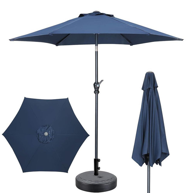 GDY 7.5ft Patio Umbrella Outdoor Umbrella with Tilt, Crank and Umbrella Weighted Base, for Yard/Outdoor/Wedding Parties and Events (Navy Blue)
