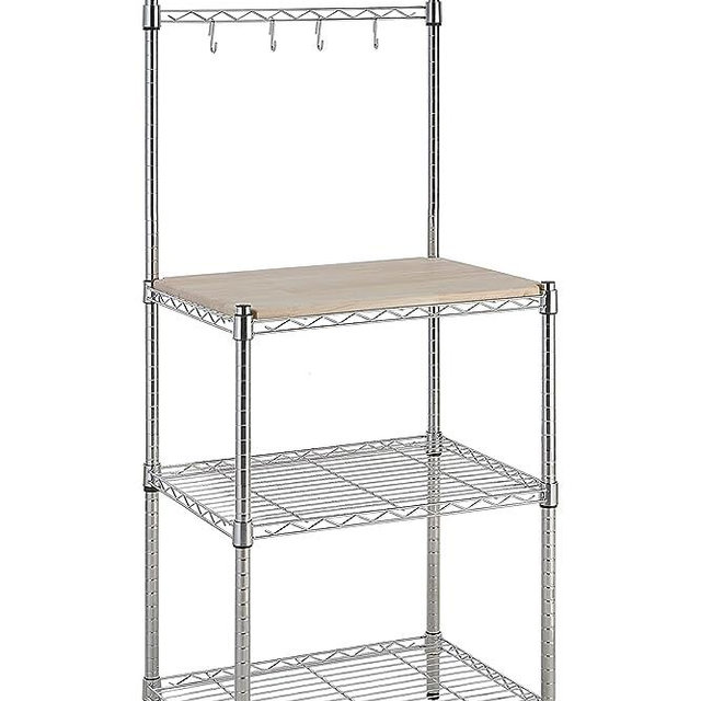 Amazon Basics Kitchen Storage Baker's Rack with Removeable Top, Chrome/Beige (24L x 18W x 59H)