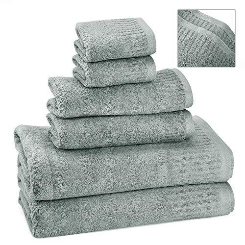 Bath Towels Towel Sets Washcloths 100% Cotton No Lint No Fading Highly Absorbent (LightGray-2piece)