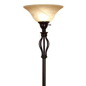 Light Accents Floor Lamp 70" Tall - Traditional Iron Scrollwork Bronze Floor Lamp with Amber Glass Shade