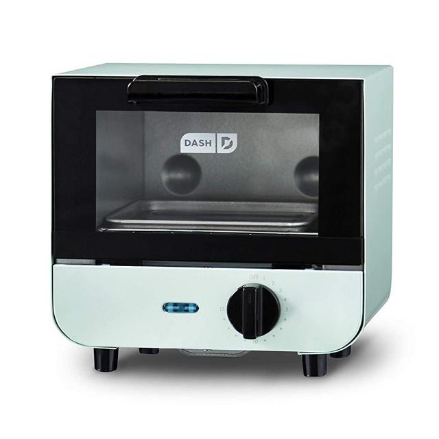 Dash DMTO100GBAQ04 Mini Toaster Oven Cooker for Bread, Bagels, Cookies, Pizza, Paninis & More with Baking Tray, Rack, Auto Shut Off Feature, Aqua