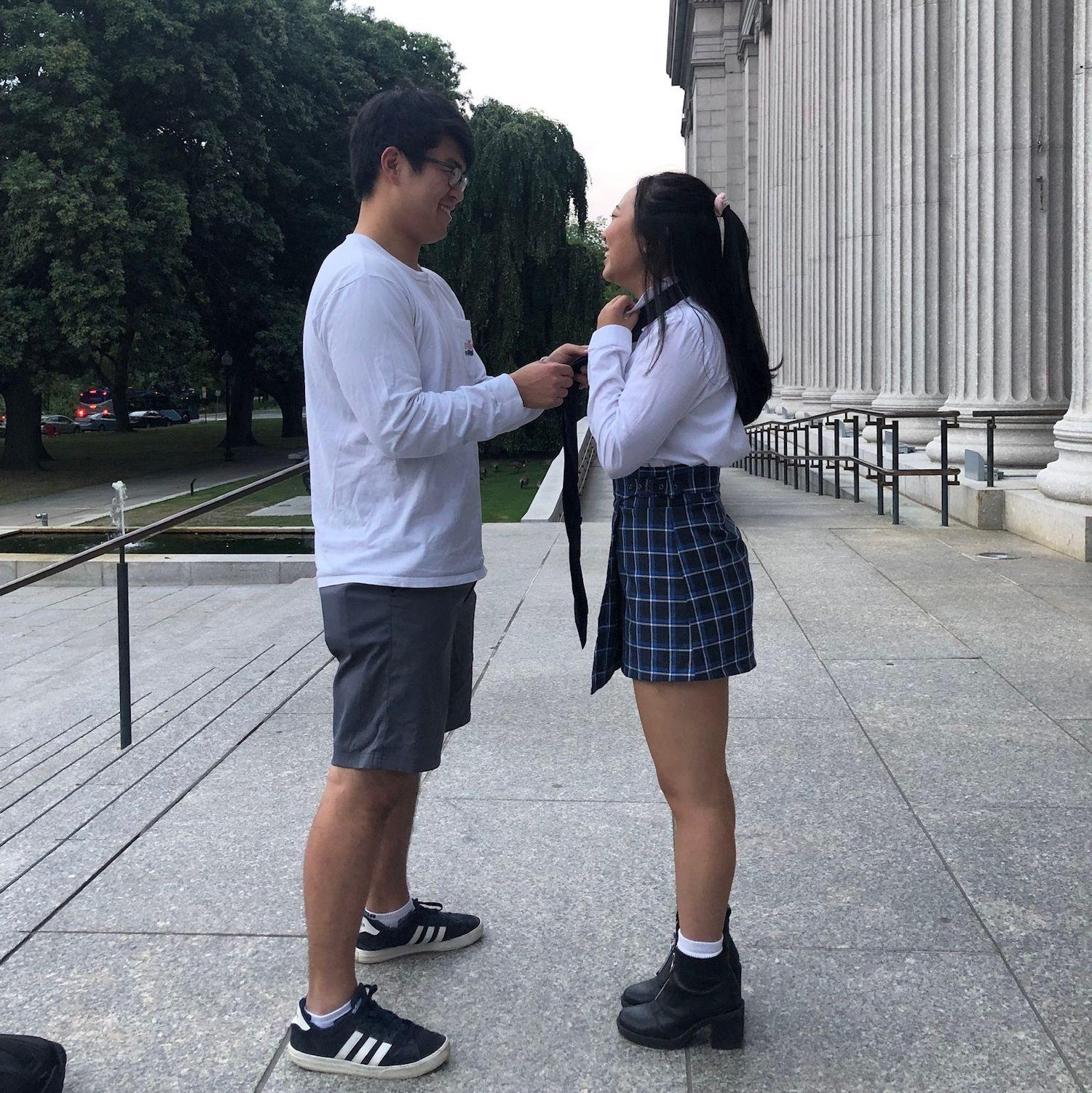Filmed a Blackpink dance cover in college and Matt had to help me put on a tie 08.23.19