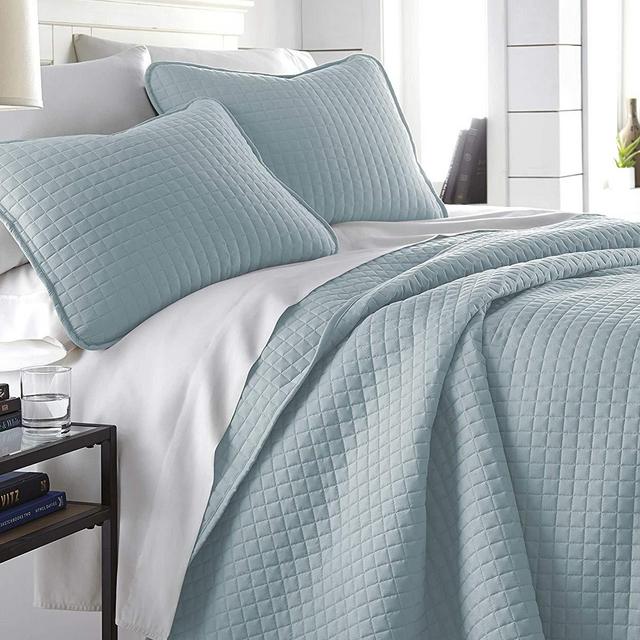 Southshore Fine Linens - Vilano Springs Oversized 3 Piece Quilt Set, Full/Queen, Sky Blue