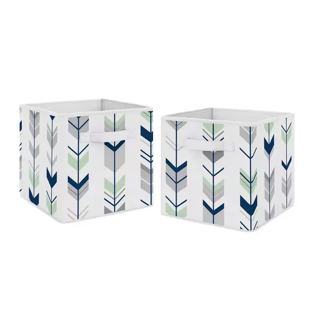 Sweet Jojo Designs® Mod Arrow Fabric Storage Bins in Grey/Mint (Set of 2)