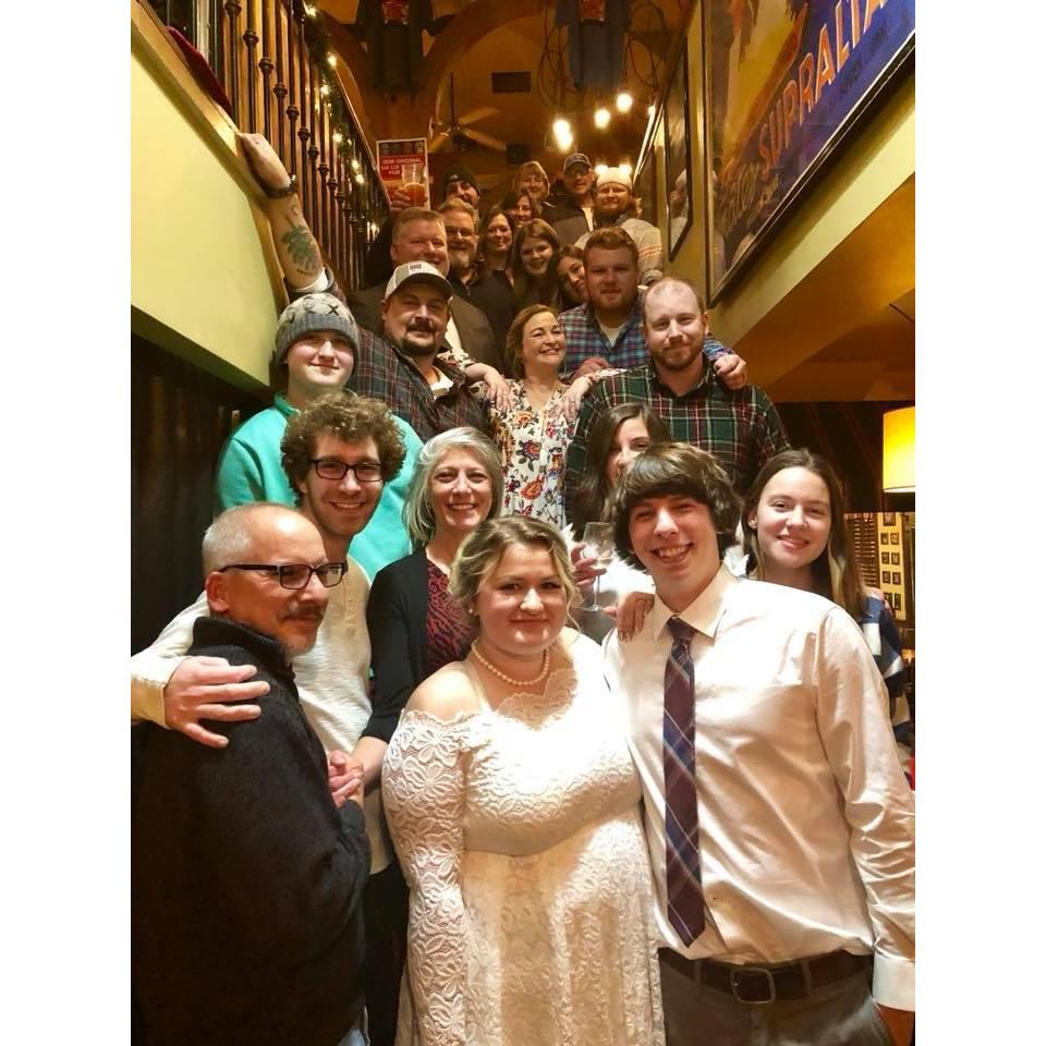 The crew who could actually make it through the HORRIBLE snow storm for the engagement party.
