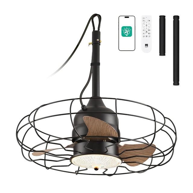 Orison Gazebo Fan,Outdoor Ceiling Fans with Light for Patios and Remote,21'' Wet Rated Outdoor Hanging Fan for Gazebo, Plug in Caged Lighting for Pergola Canopy, 3 Color LED Light, Waterproof