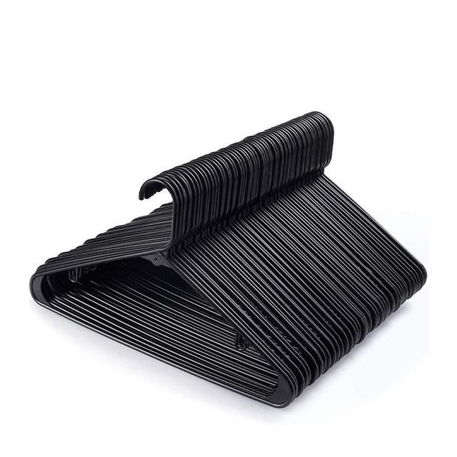 Cozymood Black Plastic Hangers with Bar Hooks (60 Pack) -Non Slip Plastic Clothes Hangers, Heavy Duty and Space Saving Plastic Coat Hanger for Adult Everyday Use & Closet Organization, Thin and Slim
