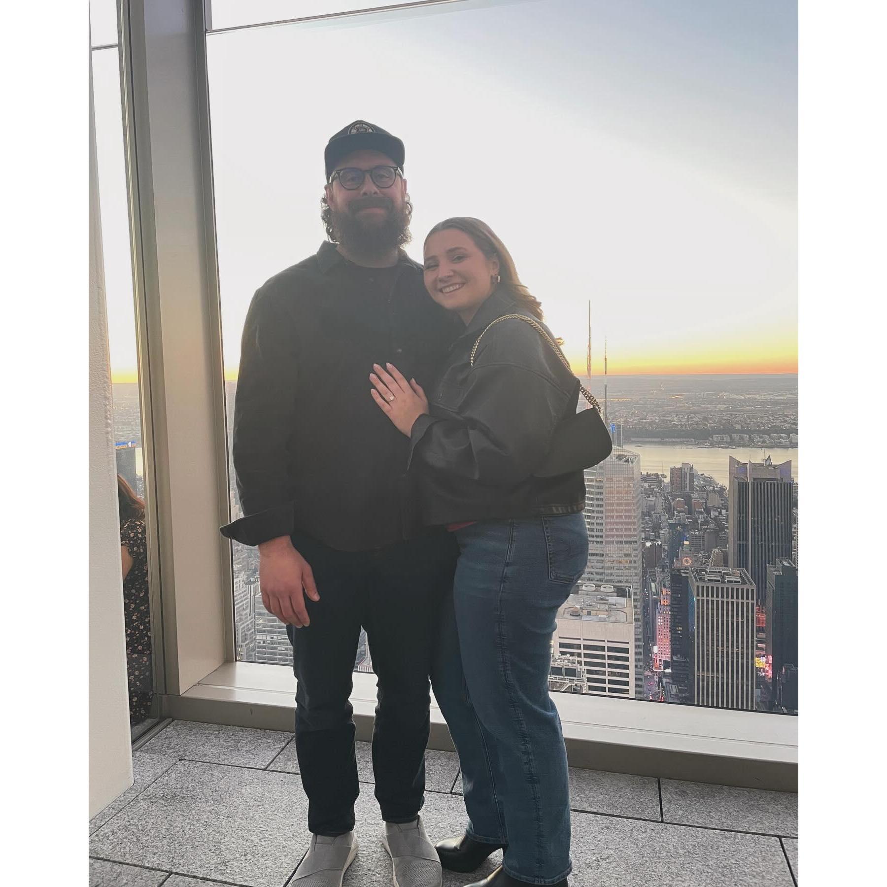 10/29/22- the day we got engaged. We went to the Vanderbilt Summit One observation deck in NYC and Conor proposed during sunset.