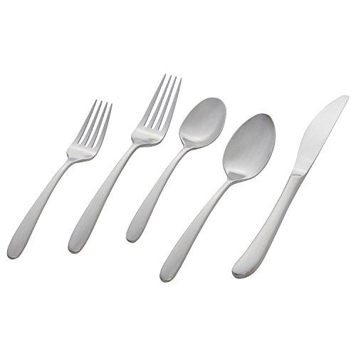 Stone & Beam Traditional Stainless Steel Flatware Silverware Set, Service for 4, 20-Piece, Silver with Satin Matte