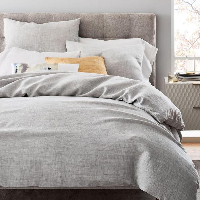 Belgian Flax Linen Fiber Dyed Duvet Cover, King/Cal. King, Frost Gray