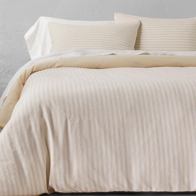 King Heavyweight Linen Blend Stripe Duvet & Sham Set Natural - Casaluna™
