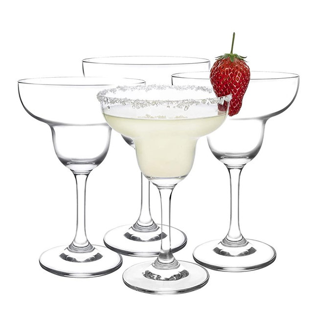 JEKOSEN Crystal Margarita Cocktail Glasses 9 Ounce Set of 4 Premium Strong Lead-Free Clear Party Drinking Glasses