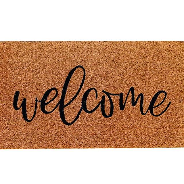 Theodore Magnus Natural Coir Doormat with Non-Slip Backing - 17 x 30 - Outdoor / Indoor - Natural - Welcome - COIR-1730-15-122