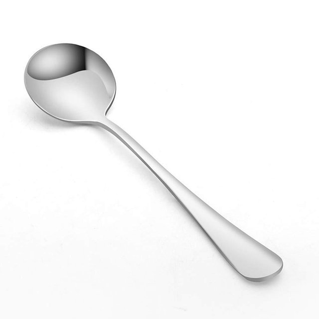 10 Piece Soup Spoons, Round Stainless Steel Bouillon Spoons Round Spoons 6.7 inch