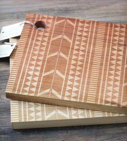 Geometric Engraved Wood Cutting Board