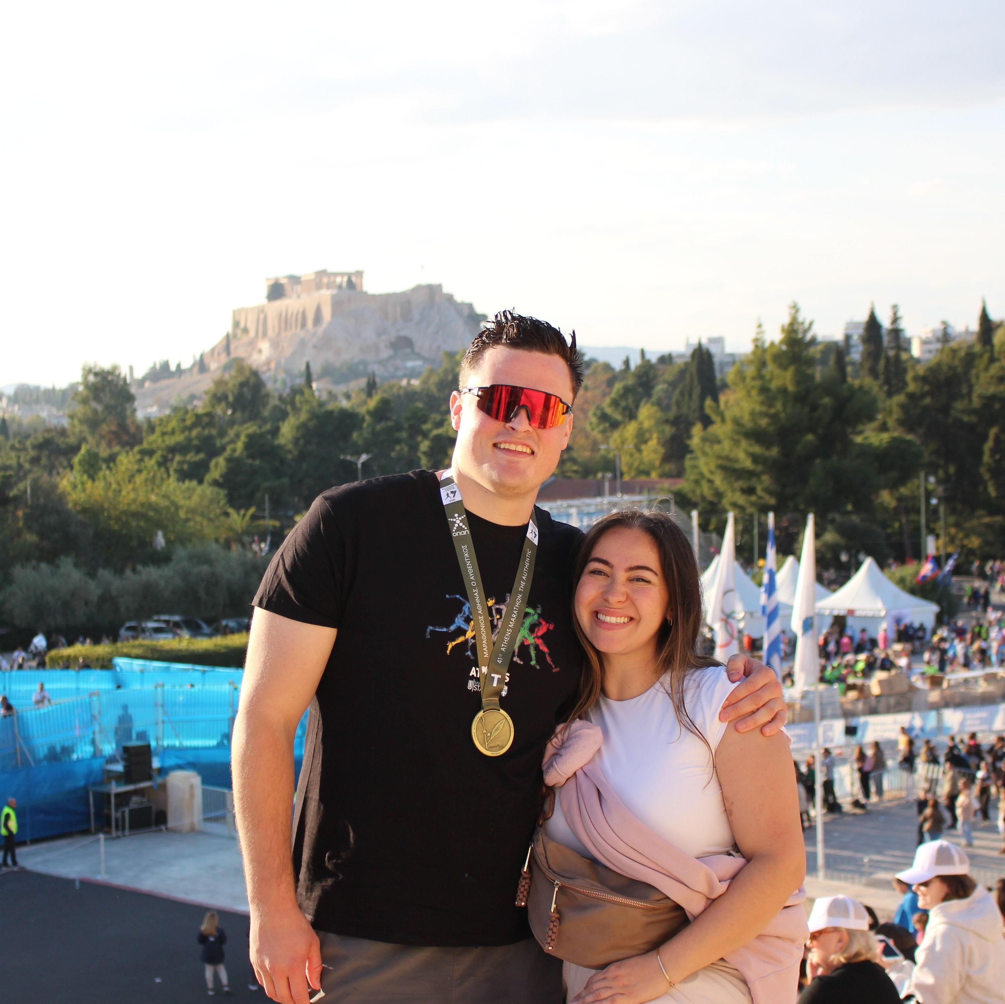 Before he got down one knee, Kyle ran The (very hilly) Original Athens Marathon with his future father-in-law!
📍Athens, Greece | 2024