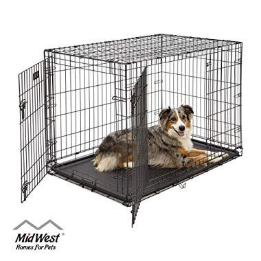 MidWest Homes for Pets Dog Crate | iCrate Single Door & Double Door Folding Metal Dog Crates | Fully Equipped