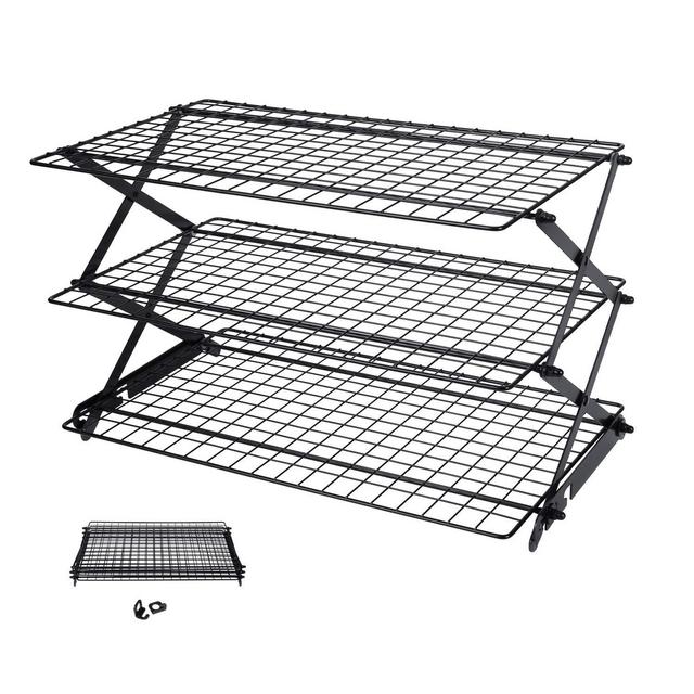 Geesta 2/3 / 4 - Tiers Collapsible Cooling Rack with Adjustable 3 Setting Design Stackable Cooling Roasting Cooking for Cookies Baking